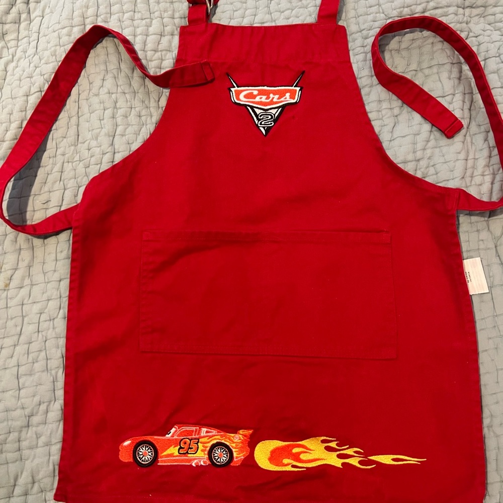 Williams Sonoma red Cars Kid Apron